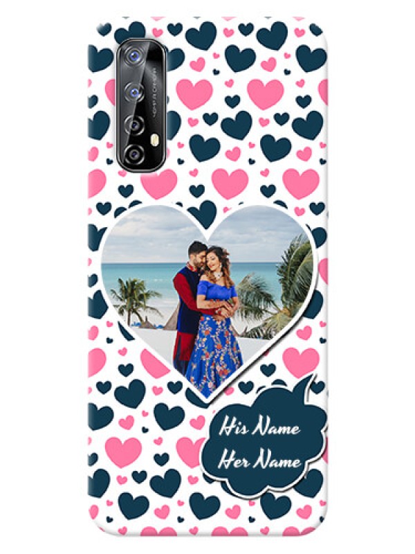 Custom Realme Narzo 20 Pro Mobile Covers Online: Pink & Blue Heart Design