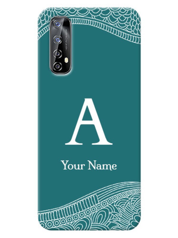 Custom Realme Narzo 20 Pro Mobile Back Covers: line art pattern with custom name Design