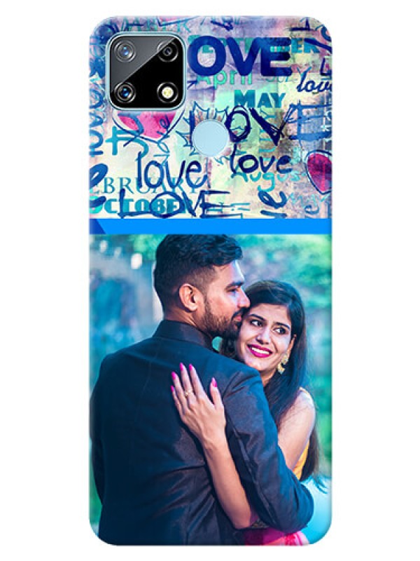 Custom Realme Narzo 20 Mobile Covers Online: Colorful Love Design