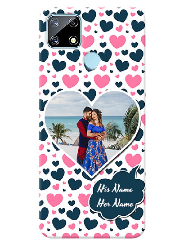 Custom Realme Narzo 20 Mobile Covers Online: Pink & Blue Heart Design
