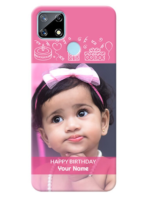 Custom Realme Narzo 20 Custom Mobile Cover with Birthday Line Art Design