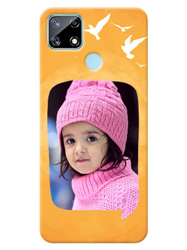 Custom Realme Narzo 20 Phone Covers: Water Color Design with Bird Icons