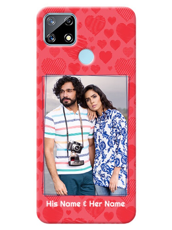 Custom Realme Narzo 20 Mobile Back Covers: with Red Heart Symbols Design