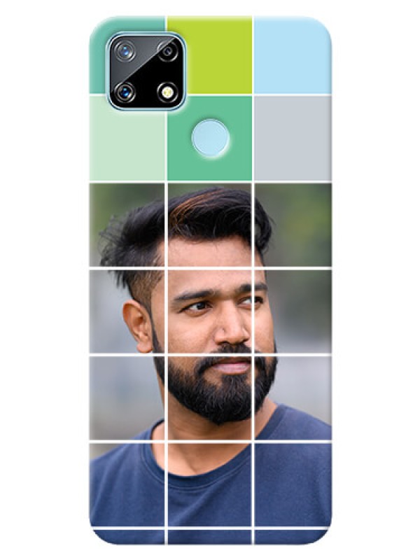 Custom Realme Narzo 20 personalised phone covers with white box pattern 