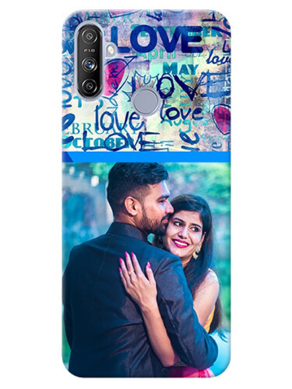 Custom Realme Narzo 20A Mobile Covers Online: Colorful Love Design