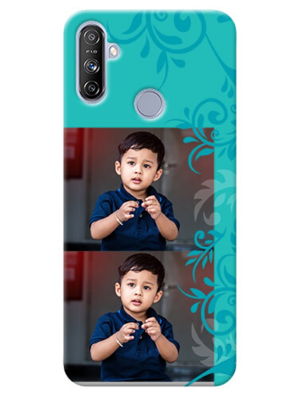 Custom Realme Narzo 20A Mobile Cases with Photo and Green Floral Design 