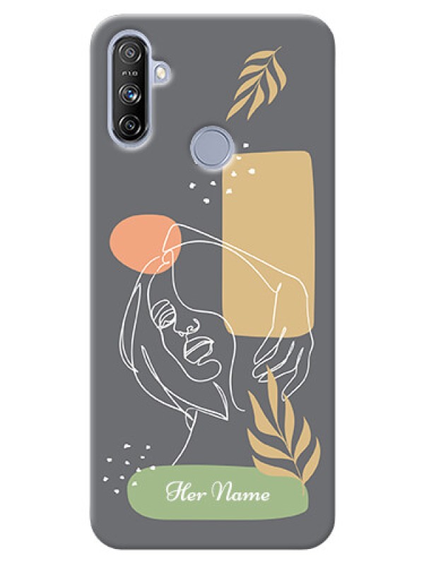Custom Realme Narzo 20A Phone Back Covers: Gazing Woman line art Design