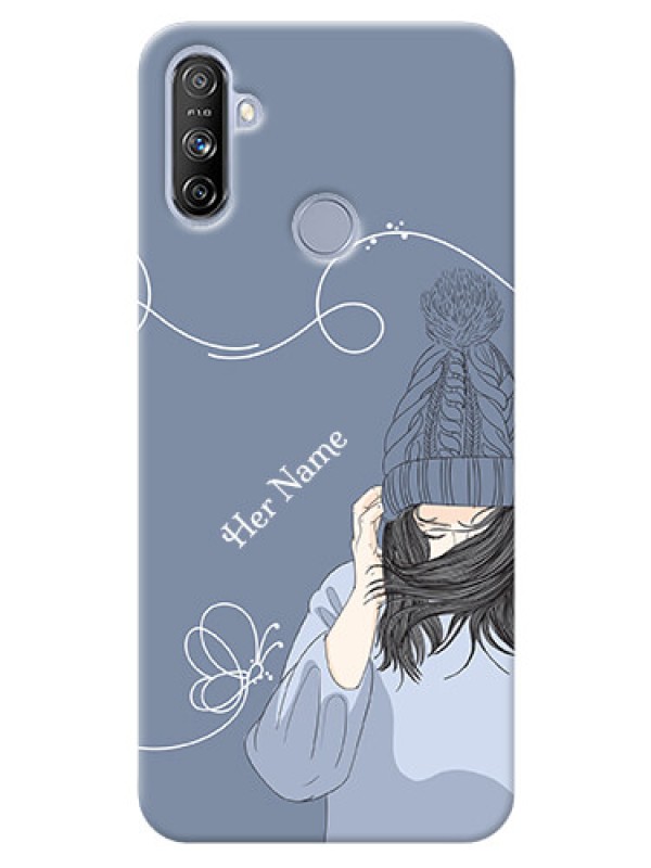 Custom Realme Narzo 20A Custom Mobile Case with Girl in winter outfit Design