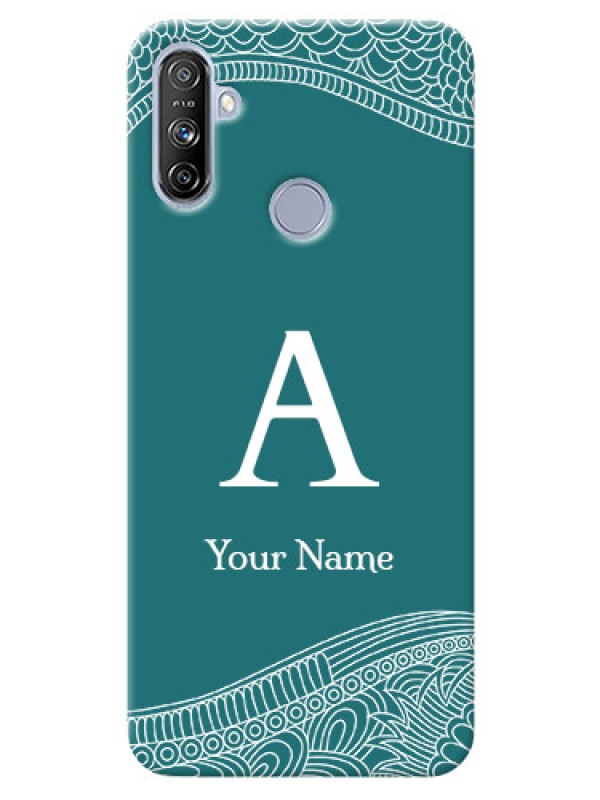 Custom Realme Narzo 20A Mobile Back Covers: line art pattern with custom name Design