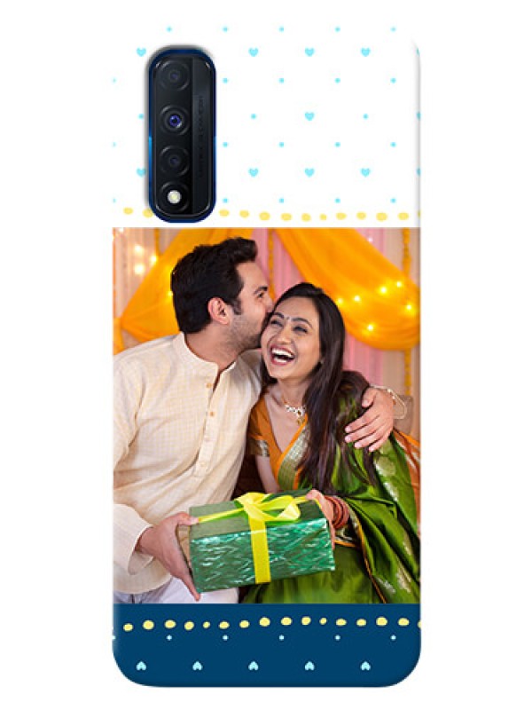 Custom Narzo 30 4G Phone Covers: White and Blue Abstract Design