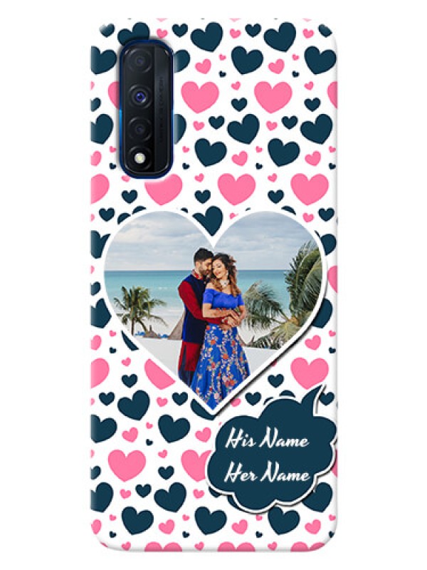 Custom Narzo 30 4G Mobile Covers Online: Pink & Blue Heart Design
