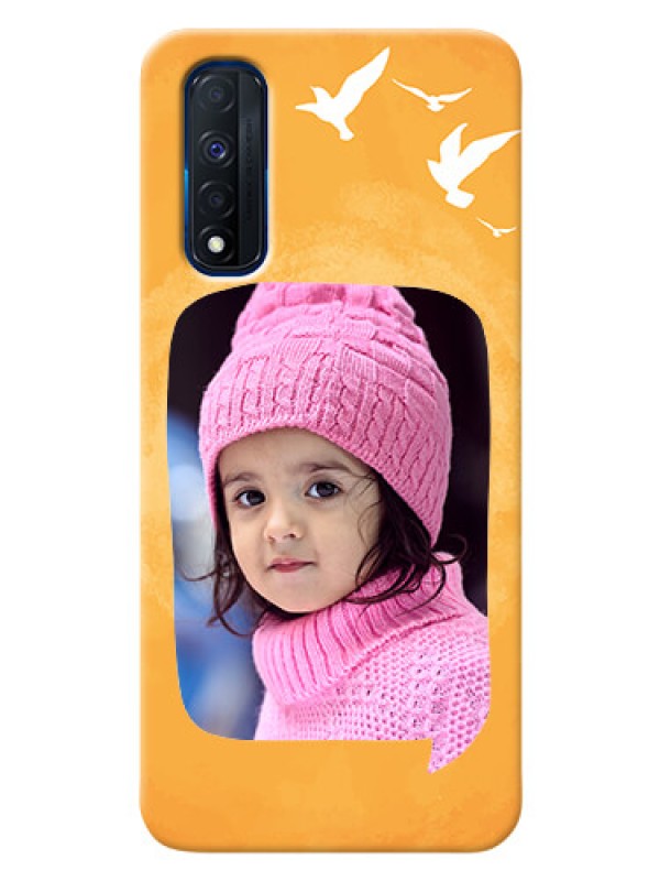 Custom Narzo 30 4G Phone Covers: Water Color Design with Bird Icons