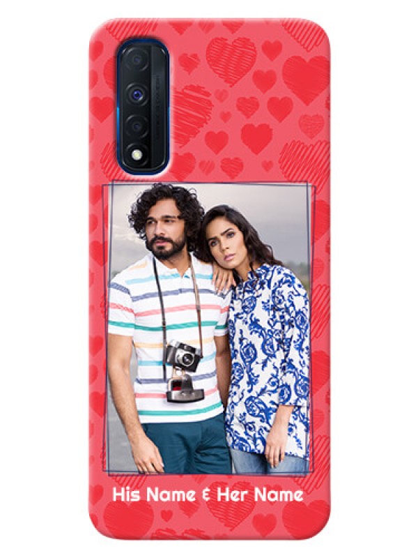 Custom Narzo 30 4G Mobile Back Covers: with Red Heart Symbols Design
