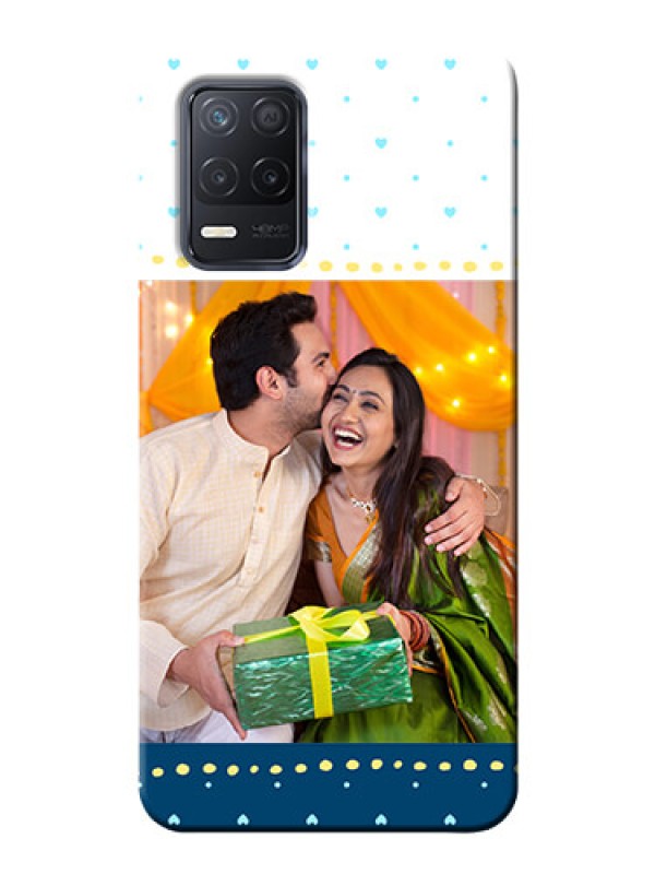 Custom Narzo 30 5G Phone Covers: White and Blue Abstract Design