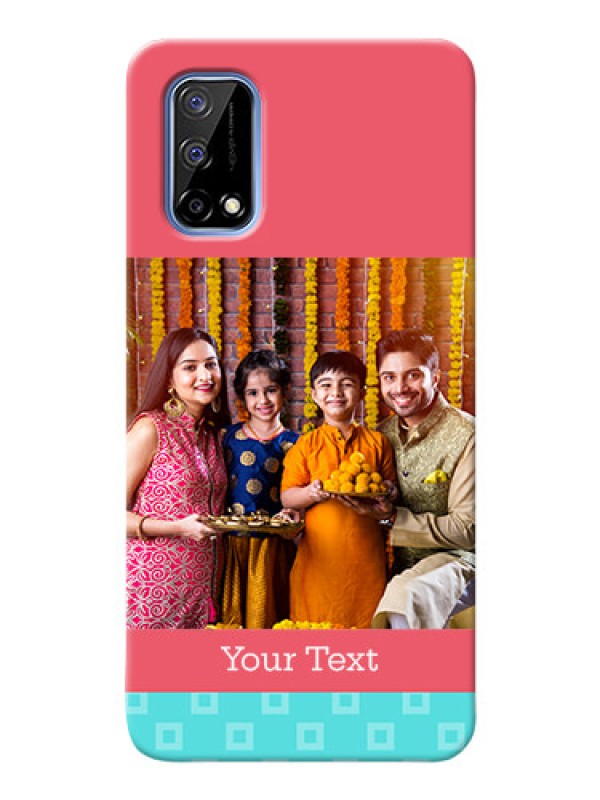 Custom Narzo 30 Pro 5G Mobile Back Covers: Peach & Blue Color Design