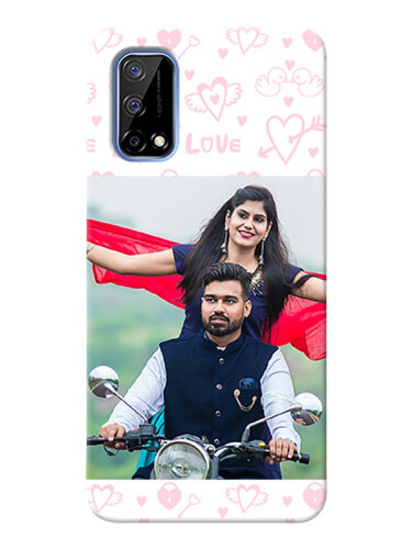 Custom Narzo 30 Pro 5G personalized phone covers: Pink Flying Heart Design