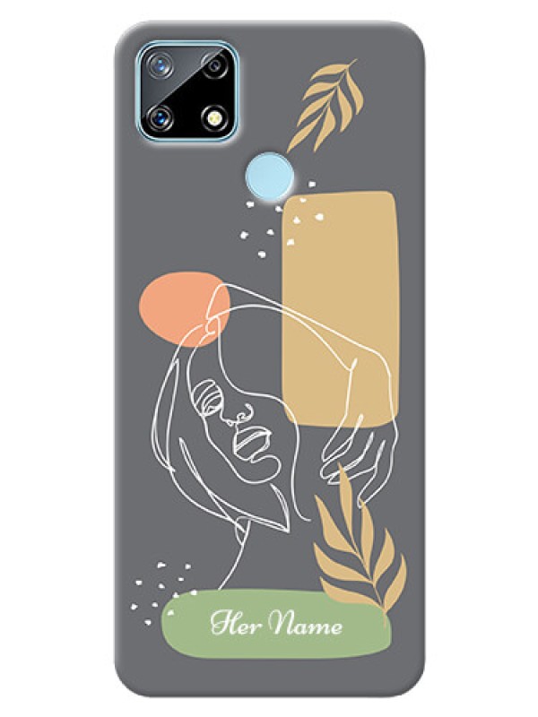 Custom Realme Narzo 30A Phone Back Covers: Gazing Woman line art Design