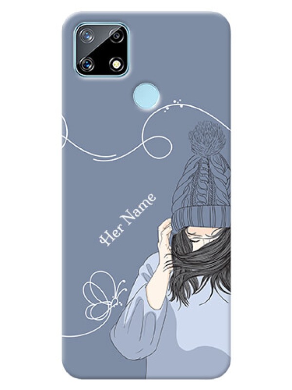 Custom Realme Narzo 30A Custom Mobile Case with Girl in winter outfit Design