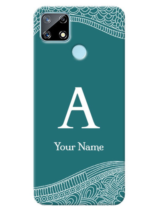 Custom Realme Narzo 30A Mobile Back Covers: line art pattern with custom name Design