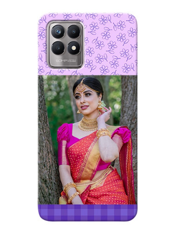 Custom Realme Narzo 50 Mobile Cases: Purple Floral Design