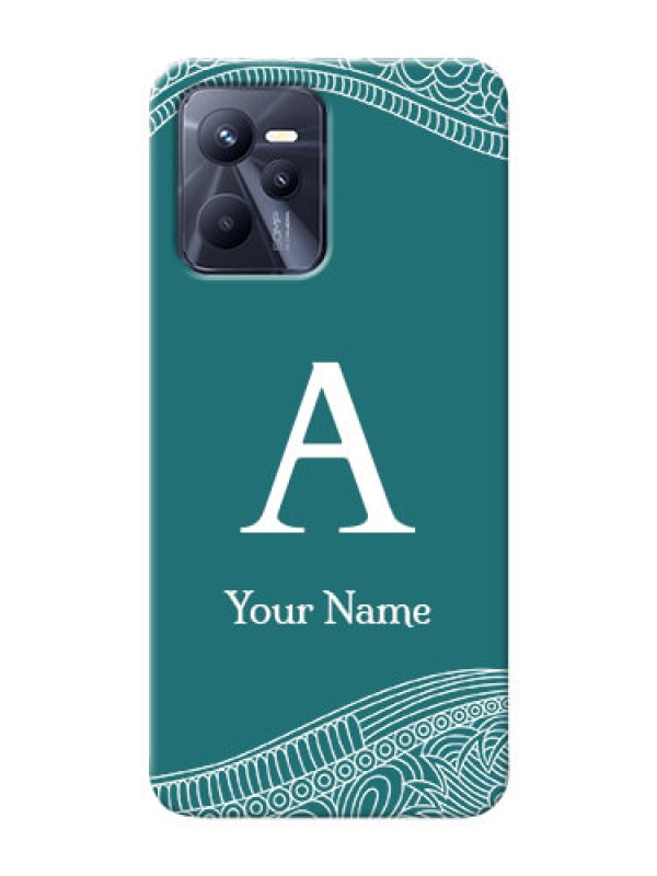 Custom Realme Narzo 50A Prime Mobile Back Covers: line art pattern with custom name Design