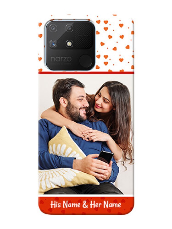 Custom Realme Narzo 50A Phone Back Covers: Orange Love Symbol Design