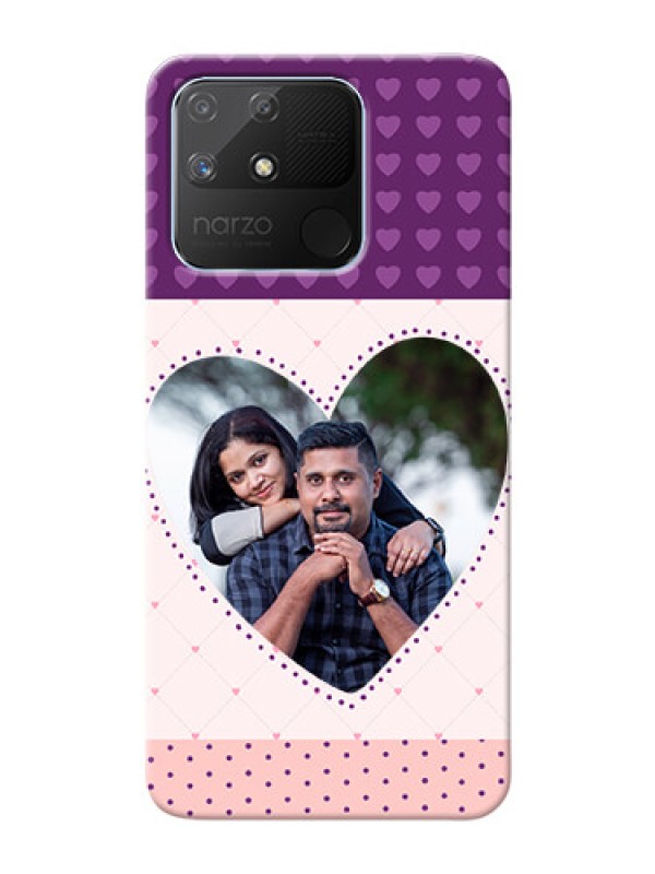 Custom Realme Narzo 50A Mobile Back Covers: Violet Love Dots Design