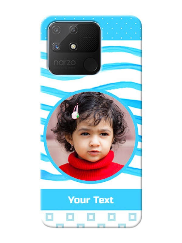 Custom Realme Narzo 50A phone back covers: Simple Blue Case Design