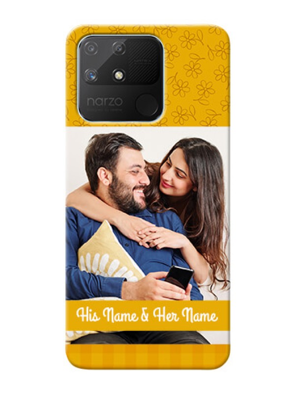 Custom Realme Narzo 50A mobile phone covers: Yellow Floral Design