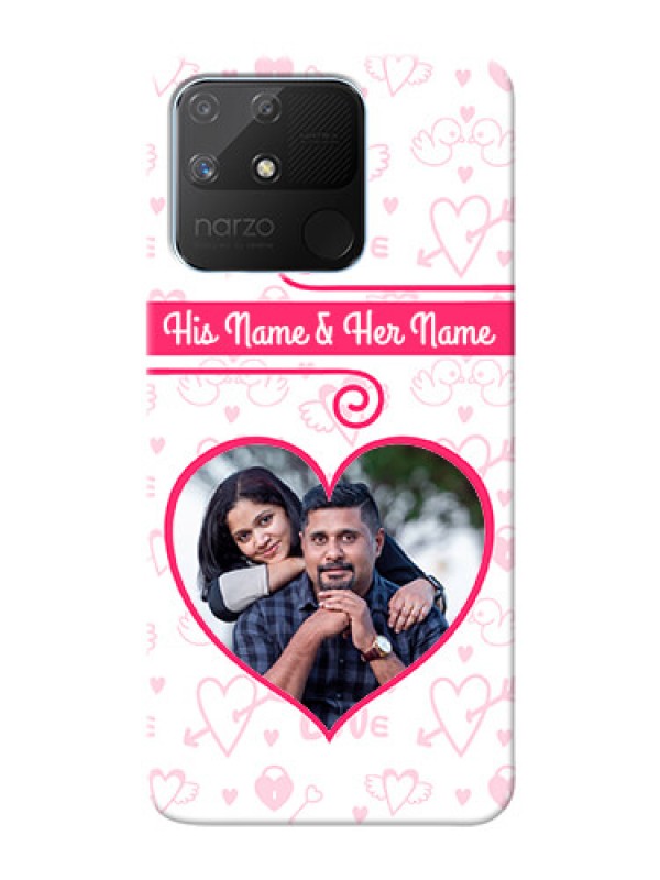 Custom Realme Narzo 50A Personalized Phone Cases: Heart Shape Love Design