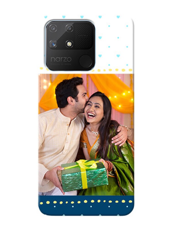 Custom Realme Narzo 50A Phone Covers: White and Blue Abstract Design