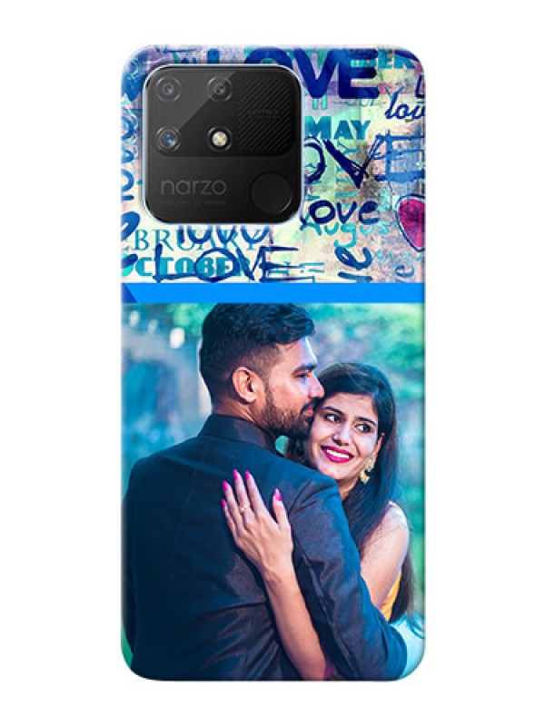 Custom Realme Narzo 50A Mobile Covers Online: Colorful Love Design