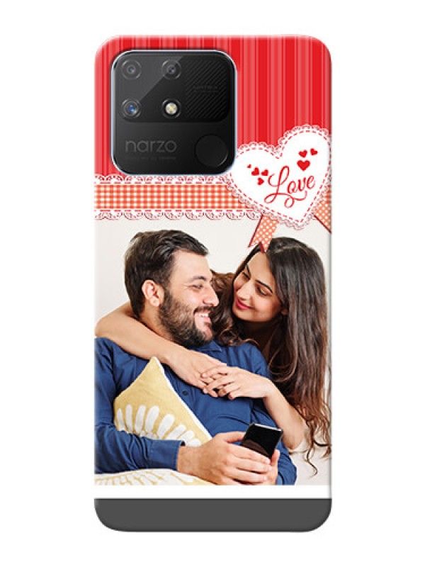 Custom Realme Narzo 50A phone cases online: Red Love Pattern Design