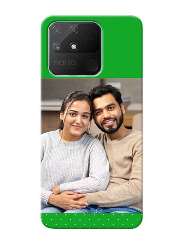 Custom Realme Narzo 50A Personalised mobile covers: Green Pattern Design