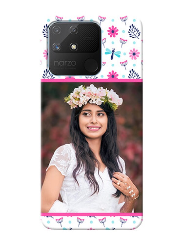Custom Realme Narzo 50A Mobile Covers: Colorful Flower Design