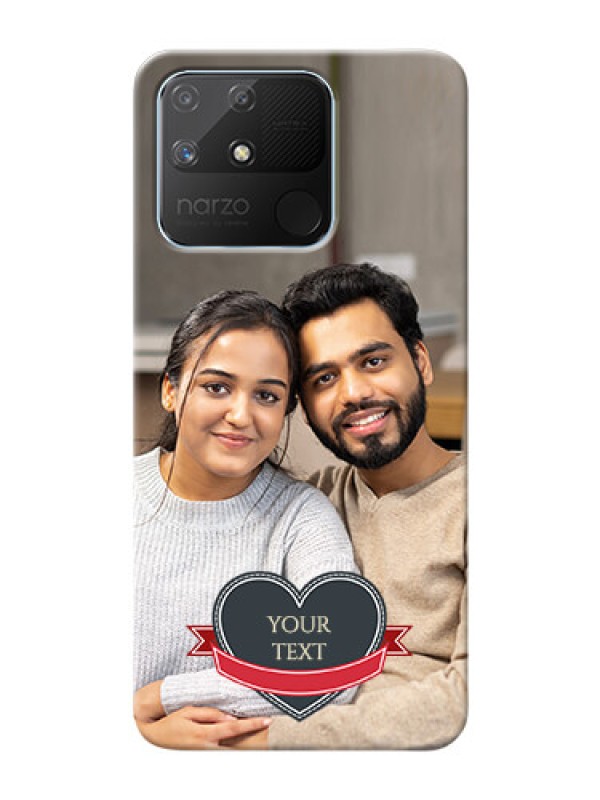 Custom Realme Narzo 50A mobile back covers online: Just Married Couple Design