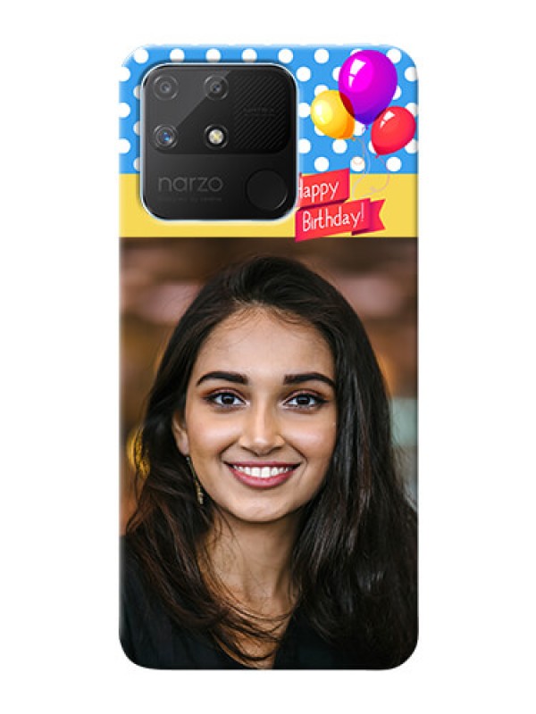 Custom Realme Narzo 50A custom mobile back covers: Happy Birthday Design