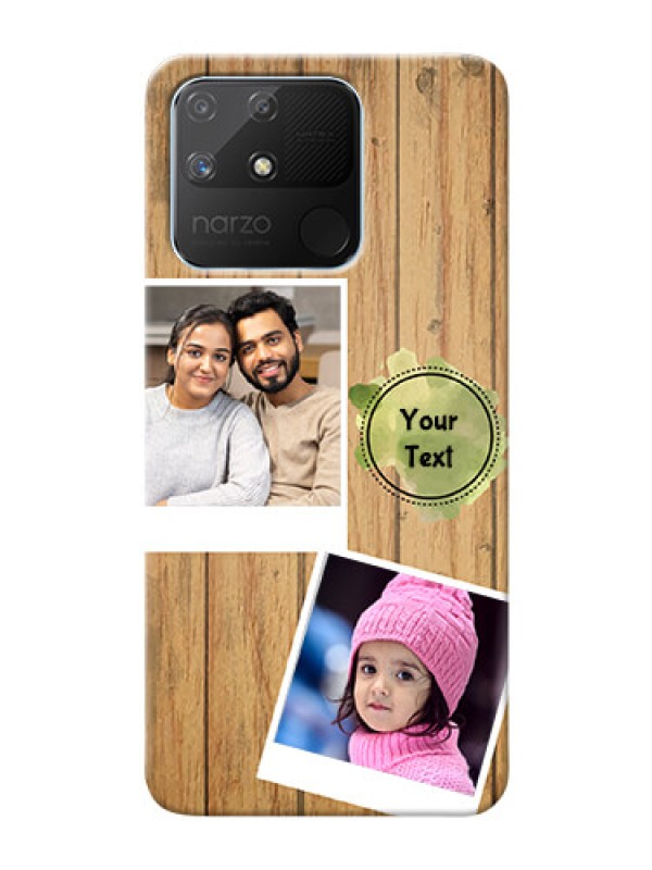 Custom Realme Narzo 50A Custom Mobile Phone Covers: Wooden Texture Design