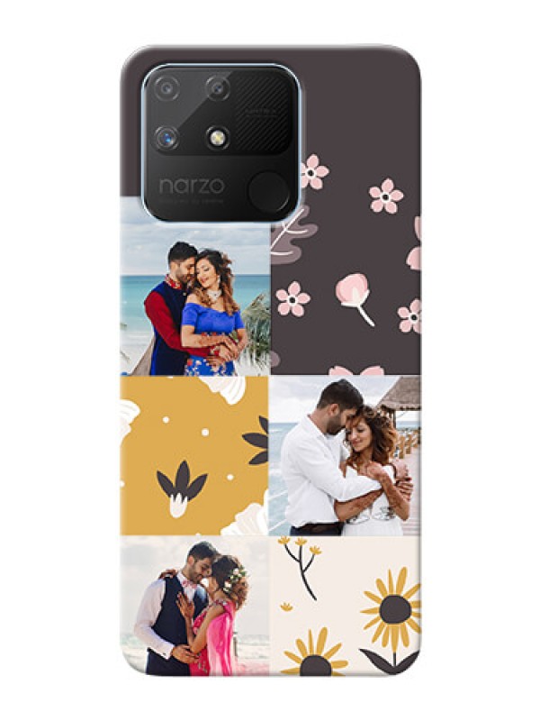 Custom Realme Narzo 50A phone cases online: 3 Images with Floral Design