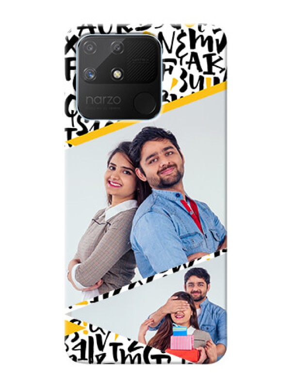 Custom Realme Narzo 50A Phone Back Covers: Letters Pattern Design
