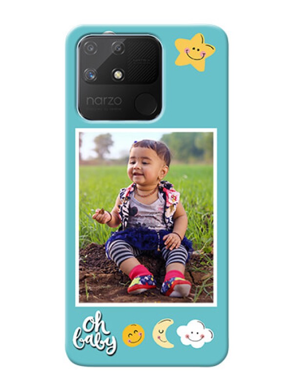 Custom Realme Narzo 50A Personalised Phone Cases: Smiley Kids Stars Design