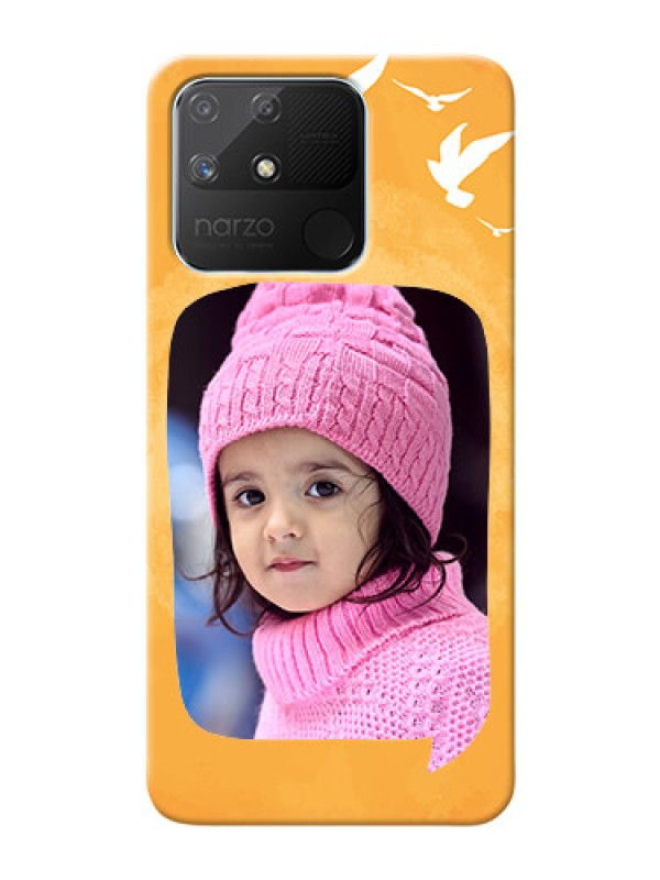 Custom Realme Narzo 50A Phone Covers: Water Color Designwith Bird Icons
