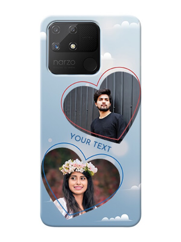 Custom Realme Narzo 50A Phone Cases: Blue Color Couple Design