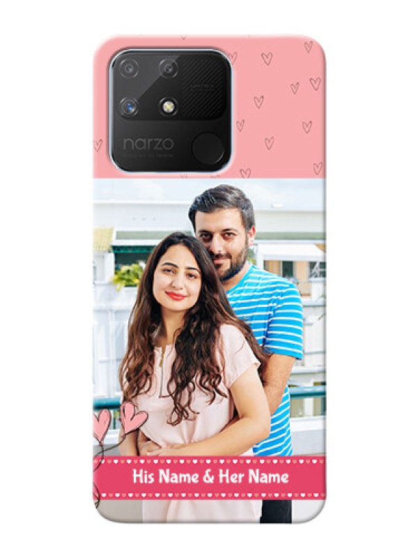 Custom Realme Narzo 50A phone back covers: Love DesignPeach Color