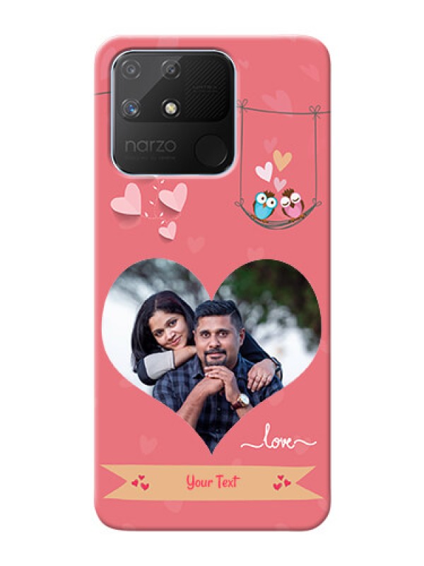 Custom Realme Narzo 50A custom phone covers: Peach Color Love Design