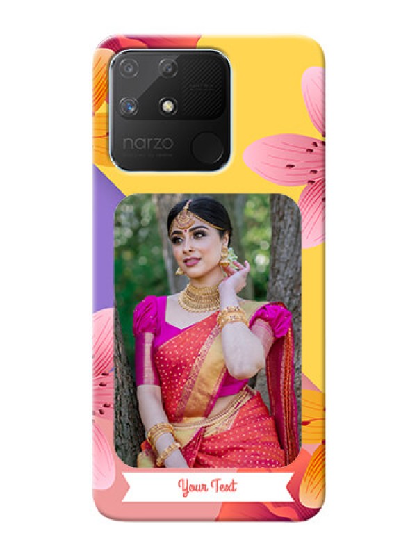 Custom Realme Narzo 50A Mobile Covers: 3 Image With Vintage Floral Design
