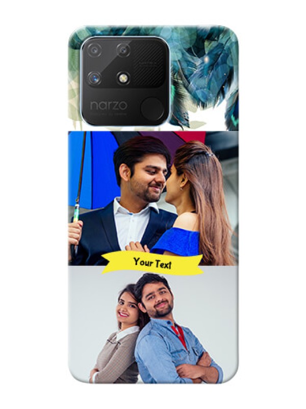 Custom Realme Narzo 50A Phone Cases: Image with Boho Peacock Feather Design