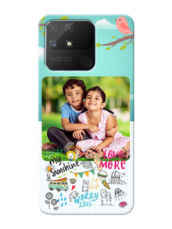 Custom Realme Narzo 50A phone cases online: Doodle love Design
