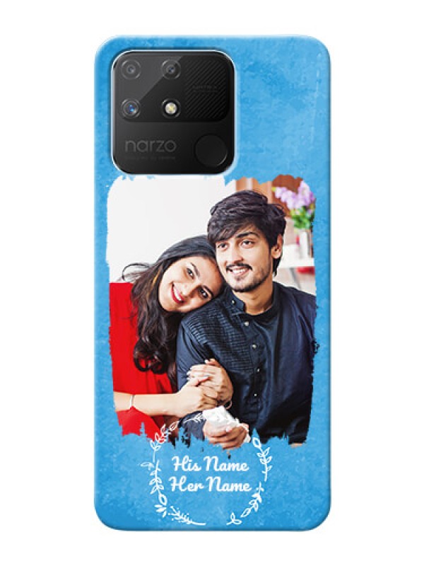 Custom Realme Narzo 50A custom mobile cases: Blue Color Vintage Design