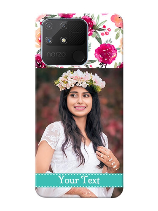 Custom Realme Narzo 50A Personalized Mobile Cases: Watercolor Floral Design